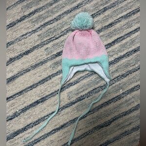 Pink and green pastel knit Pom beanie size 6-12 months